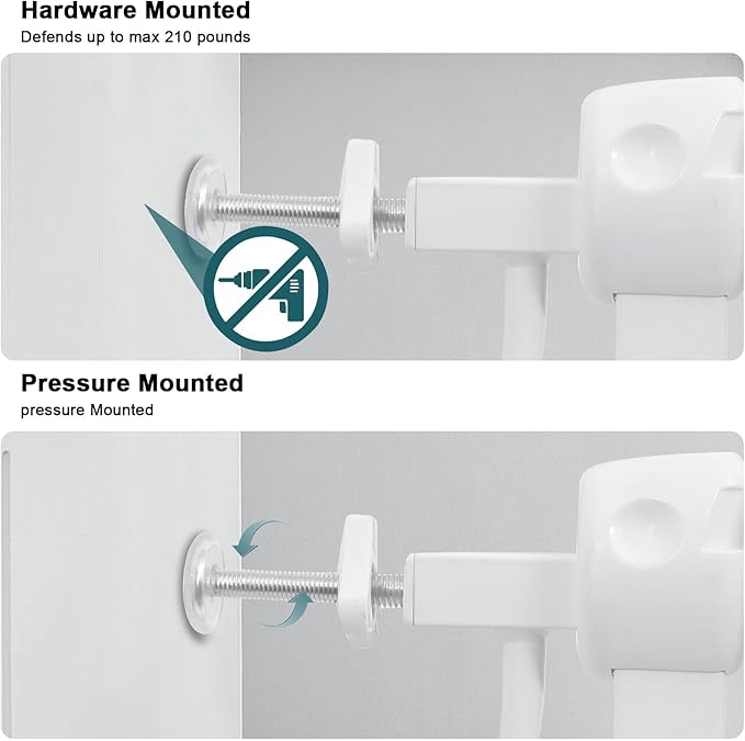 Extra Wide Baby Gate Tension Indoor Safety Gates White Metal Large Pressure Mounted Pet Gate Walk Through Long Safety Dog Gate for The House Doorways Stairs (57.48"-62.2"/146-158CM, White)