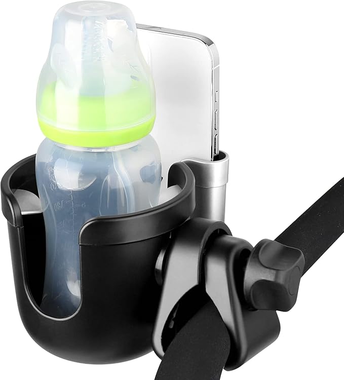 Accmor Stroller Cup Holder with Phone Holder, Bike Cup Holder, Universal Cup Holder for Uppababy Nuna Doona Strollers, 2-in-1 Cup Phone Holder for Stroller, Bike, Wheelchair, Walker, Scooter