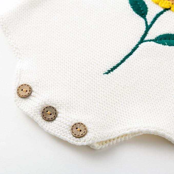 Simplee kids Baby Girls Sunflower Knit Rompers Knit Clothes for Newborn Baby Girls