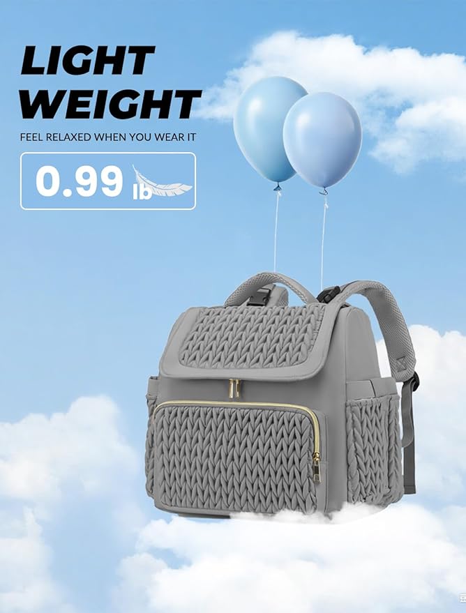 Diaper Bag Backpack, Baby Bag with Changing Pad, Travel Waterproof Diaper Bag Tote, Newborn Essentials Must Haves, Luxury baby shower gifts for boys & Girls, Grey