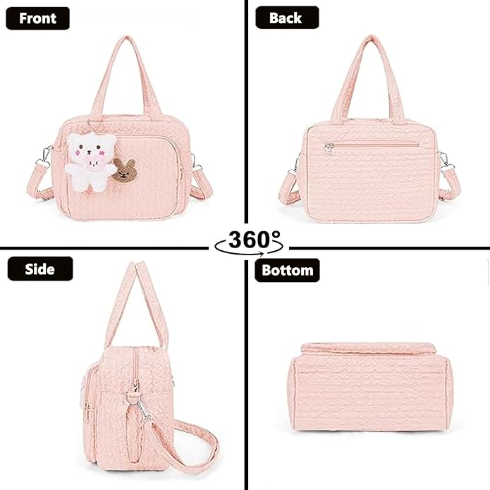 Baby Diaper Bag Tote, Cute Small Crossbody Nappy Mommy Bag, Lightweight Travel & Hospital Multifunction Storage Tote