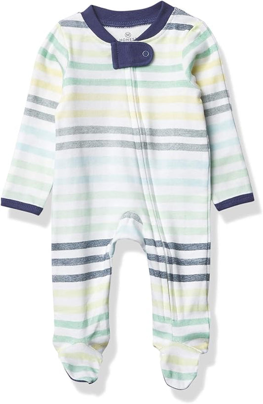 HonestBaby Sleep & Play Footed One-piece Pajama Sleeper 100% Organic Cotton, Baby Boys