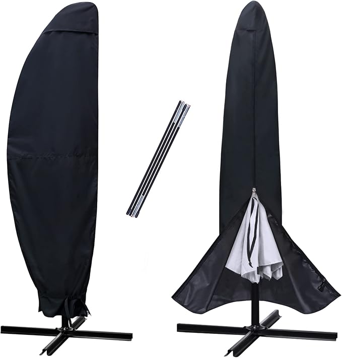 NettyPro Patio Umbrella Cover Outdoor Waterproof Cantilever Parasol Banana Umbrella Cover Fits 10ft to 11ft, Black