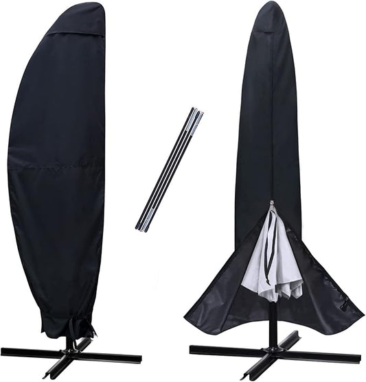 NettyPro Patio Umbrella Cover Outdoor Waterproof Cantilever Parasol Banana Umbrella Cover Fits 12ft to 14ft, Black