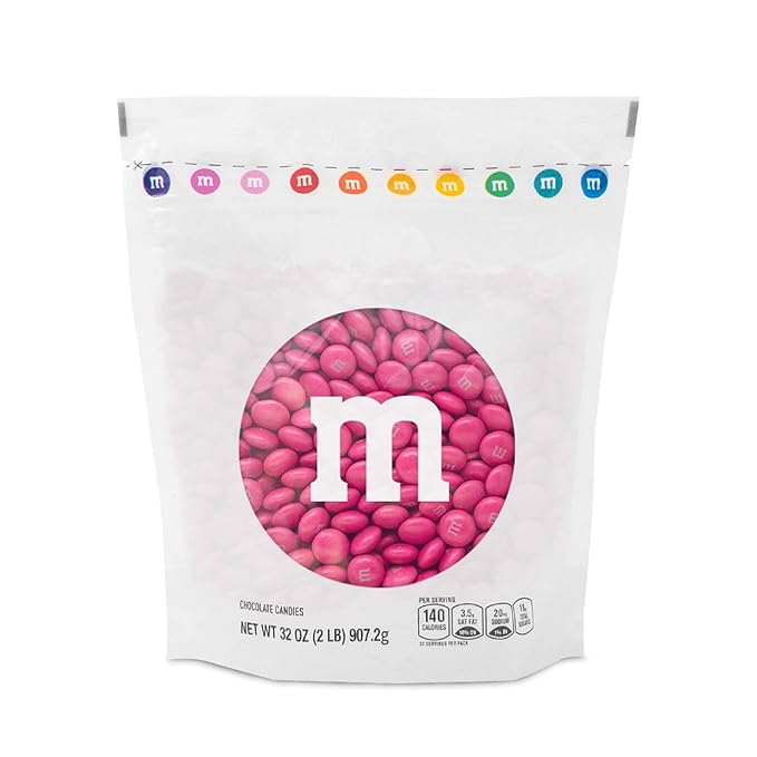 M&M’S WORLD Dark Pink Milk Chocolate Candy - 2lbs of Chocolate Candy Bulk in a Resealable Pack, For Valentine's Day, Birthday Party Favors, Weddings, Graduation and More
