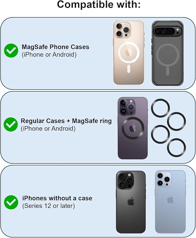 Magnetic Phone Holder for Stroller, Stationary Bike (Compatible with Peloton), Shopping Cart. Compatible with MagSafe. Stable & Secure.