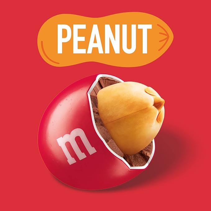M&M’S WORLD Peanut Red Chocolate Candy 2lb Resealable Pack for Graduation Wedding 4th of July Candy Buffet Birthday Parties Candy Bar and Edible Decoration