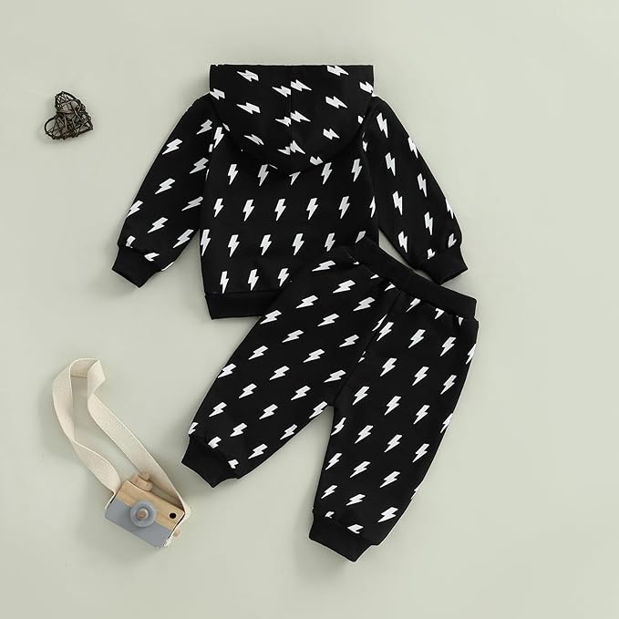 2Pcs Baby Boys Hoodie Tops Pants Set Dinosaur Deer Print Sweatsuit Fall Winter Outfits