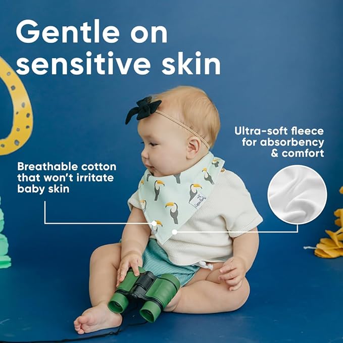 Copper Pearl 4 Pack Soft Cotton Baby Bibs for Drooling and Teething, Absorbent Drool Bibs for Baby Girl and Boy, Adjustable to Fit Newborns to Toddlers, Tons of Styles (Bengal)