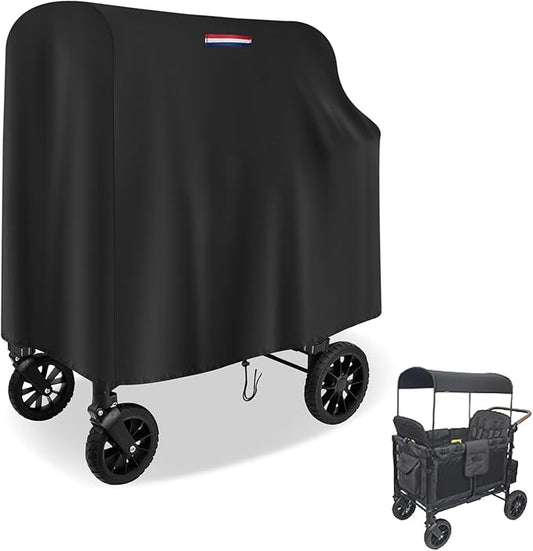 POMER Stroller Wagon Cover for WONDERFOLD Wagon W4 Original,Outdoor Waterproof 420D Wagon Cart Cover with Handle Adjustable Drawstring-44“Lx30 Wx43 H