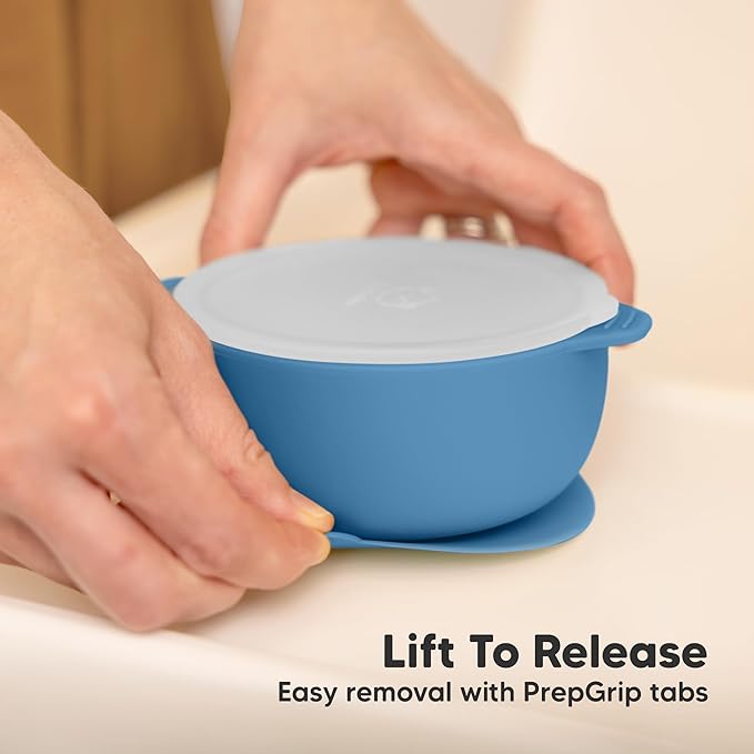 KeaBabies 2-Pack Baby Bowls with Suctions, Lids - Silicone Toddler Suction Bowls for Baby Boy, Girl, Kids, Food Grade Silicone, BPA-Free, Dishwasher Safe, Toddler Eating Essentials (Kea)