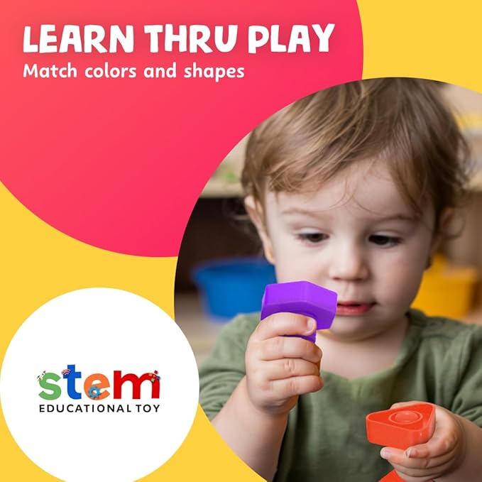 Skoolzy 24-Piece Nuts and Bolts - Montessori Motor Skill Set for 18 Month+ Kids with eBook