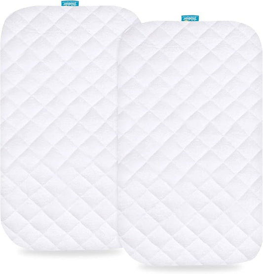 Waterproof Bassinet Mattress Pad Cover Compatible with Cowiewie Bassinet Bedside Sleeper, 2 Pack, Ultra Soft Surface, Breathable and Easy Care