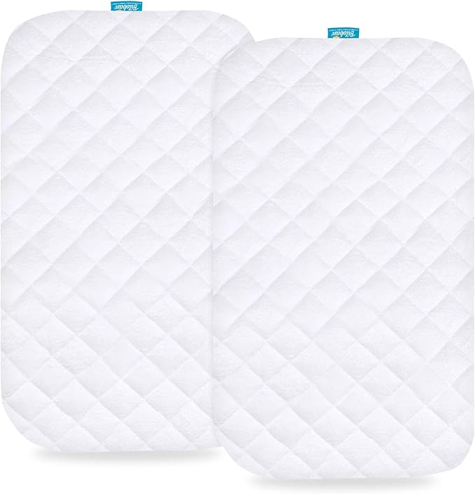 Waterproof Bassinet Mattress Pad Cover for RONBEI Bedside Sleeper, Ingenuity Dream & Grow Bedside and ANGELBLISS 3 in 1 Rocking Bassinet, 2 Pack, Ultra Soft Surface