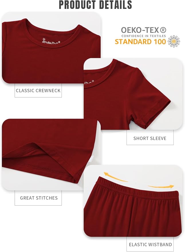 Jimonda Toddler Kids Girls Boys Pajamas Sets Soft Comfy Jammies Tencel Solid Raglan Sleepwear Pajamas Pjs 2pcs Set 18M-8Y