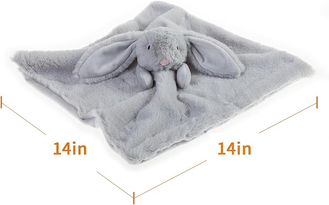 Apricot Lamb Stuffed Animals Gray Bunny Rabbit Security Blanket Infant Nursery Character Blanket Luxury Snuggler Plush Baby Lovey(Grey Bunny)
