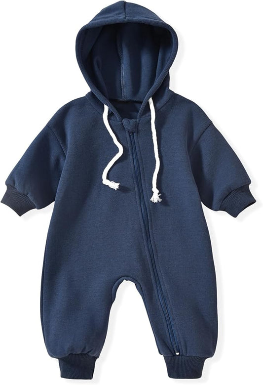 Unutiylo Unisex Baby Boys Girls Long Sleeve Infant Baby Zipper Hooded Jumpsuits Romper Loose Outfit Clothes