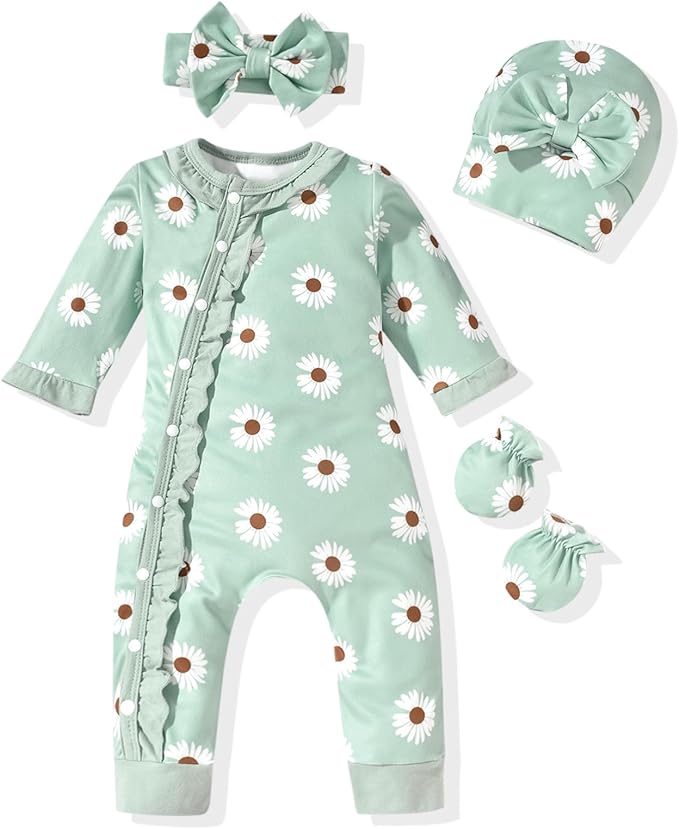 Aalizzwell Baby Girls Romper Outfit Fall Winter Clothes with Accessories