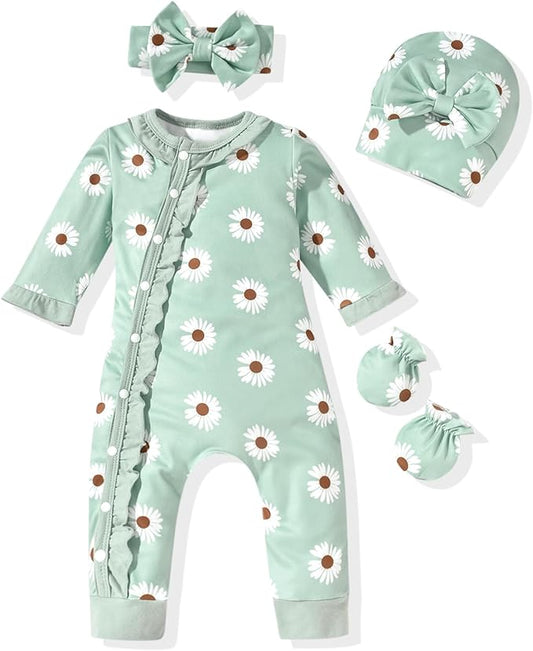 Aalizzwell Baby Girls Romper Outfit Fall Winter Clothes with Accessories