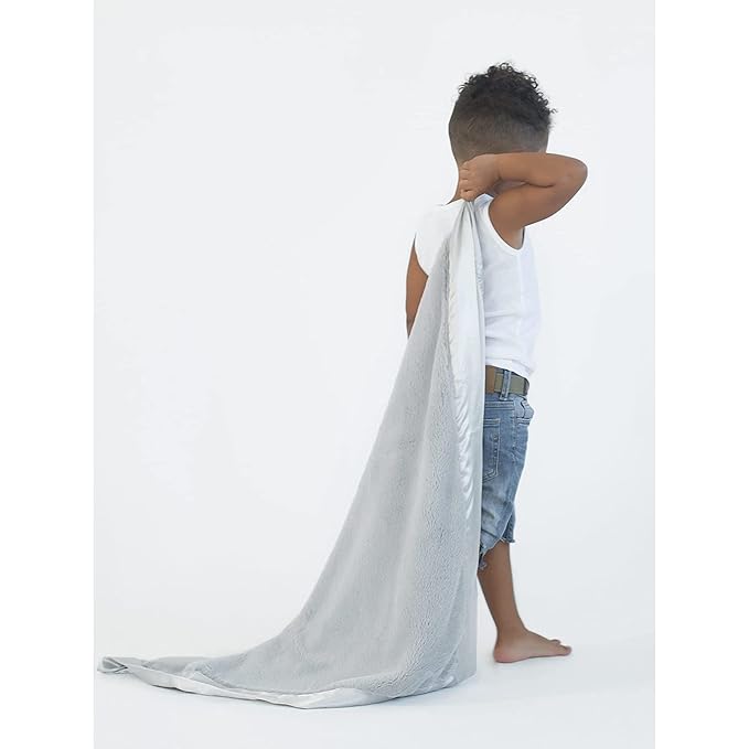 Little Giraffe Posh Mink Baby Blanket - Double-Sided Ultra Soft Plush Fabric, for New Moms, Newborn Must-Have for Girls & Boys, Cozy & Cuddly Comfort Blanket, 29" x 35", Silver