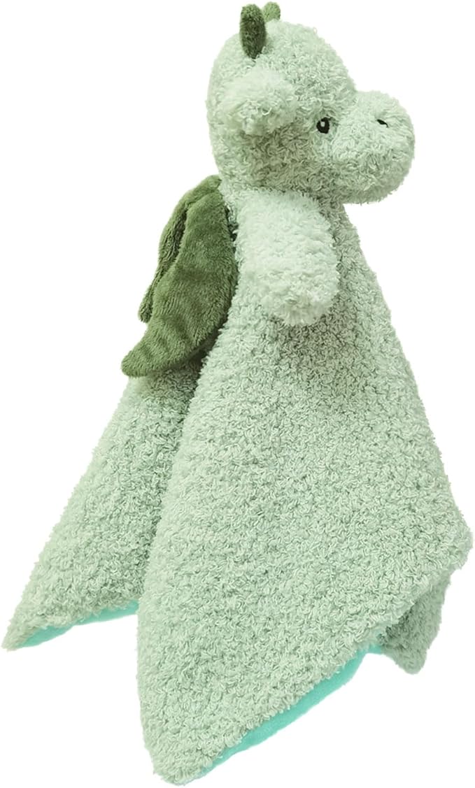 Baby Green Dragon Soft Stuffed Animal Security Blanket, Plush Dinosaur Character Lovey Blanket, Baby Shower/Nursery Gift, Newborn Infant Toddler Snuggle Blankie for Boys Girls, 18 Inches
