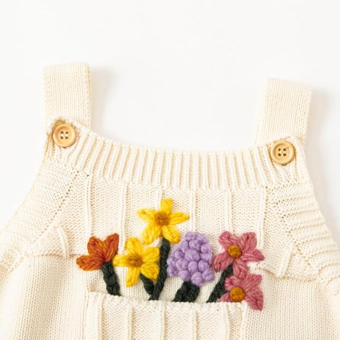Simplee kids Baby Girls Sunflower Knit Rompers Knit Clothes for Newborn Baby Girls