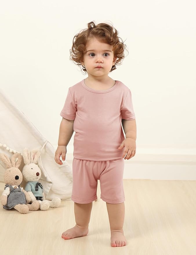 Jimonda Toddler Kids Girls Boys Pajamas Sets Soft Comfy Jammies Tencel Solid Raglan Sleepwear Pajamas Pjs 2pcs Set 18M-8Y