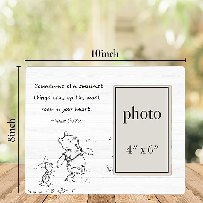Classic Pooh Bear Nursery Picture Frame, Baby Gifts for Nursery, Baby Shower Gifts for New Parents Photo Frame for 4 x 6 Inch Photo