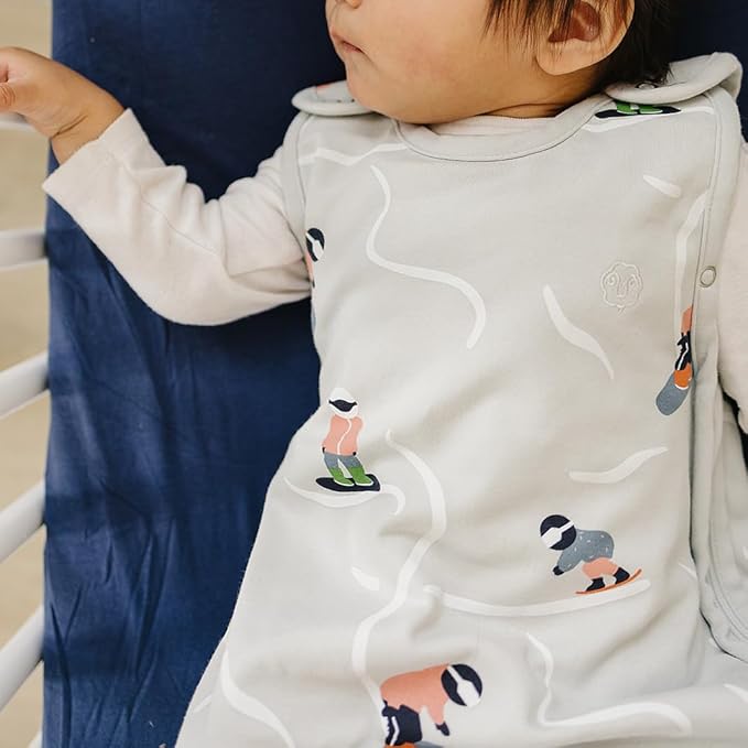 Woolino 4 Season Sleep Sack - Ultimate Merino Wool Sleeping Bag - Two-Way Zipper Adjustable Universal Size Sleep Sack for Baby (2-24 Months) - Snowboarder