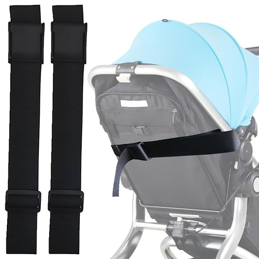 2Pcs Pushchair Stroller Straps Sit Up Seat for Universal Me Upright Pram Chair Babyzen Yoyo Connect Accessories Child Baby Strap (Black)