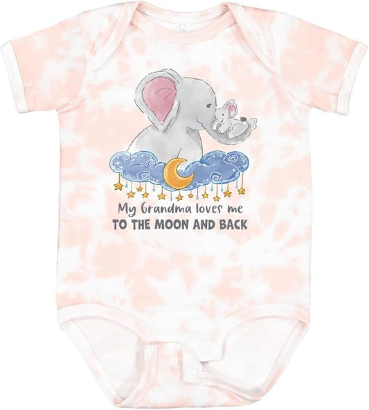 inktastic My Grandma Loves Me To the Moon and Back Elephant Family Baby Bodysuit