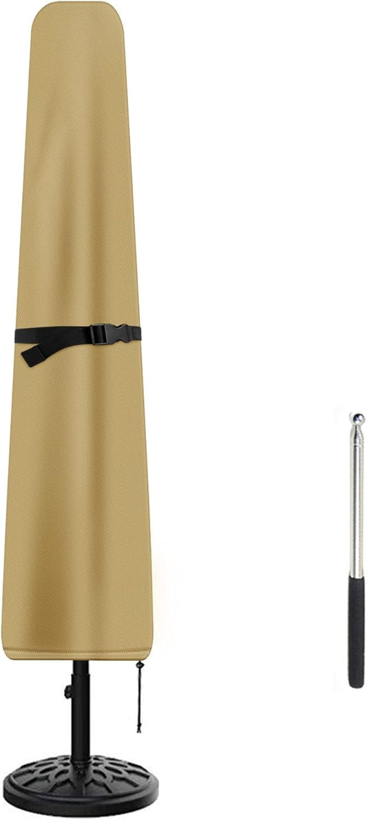 Patio Umbrella Cover, Waterproof Umbrella Covers for 7ft to 9ft Outdoor Umbrellas Market Parasol Covers with Push Rod, Beige