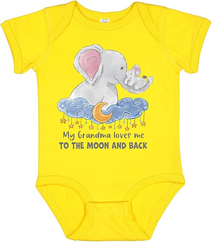 inktastic My Grandma Loves Me To the Moon and Back Elephant Family Baby Bodysuit