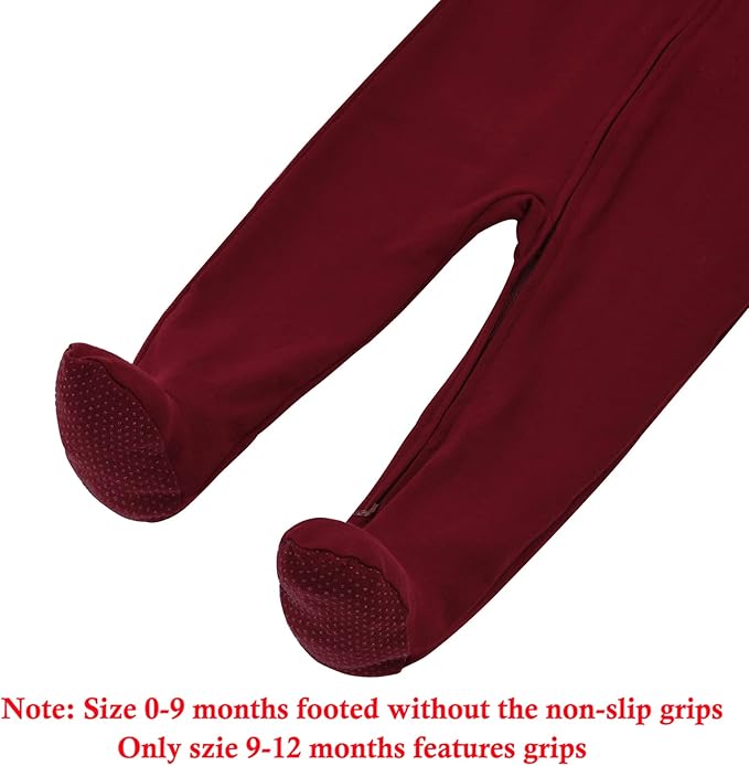 Aablexema Baby Footie Pajama with Mitten Cuffs, Double Zipper Infant Cotton clothes Sleeper Pjs, Footed Sleep Play