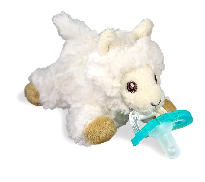RaZbaby JollyPop Pacifier, Holder w/Detachable Baby Pacifier, Stuffed Animal RaZbuddy, All Ages 0M+, 100% Medical Grade USA Made Silicone, Machine Washable, Textured & Easy to Hold – Llama
