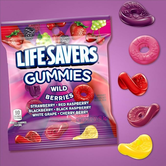 LIFE SAVERS Wild Berries Gummy Candy, 3.22 oz Bags (Pack of 12)