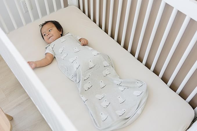 Woolino 4 Season Sleep Sack - Ultimate Merino Wool and Organic Cotton Sleeping Bag - Two-Way Zipper Adjustable Universal Size Sleep Sack for Baby (2-24 Months) - Polar Bear
