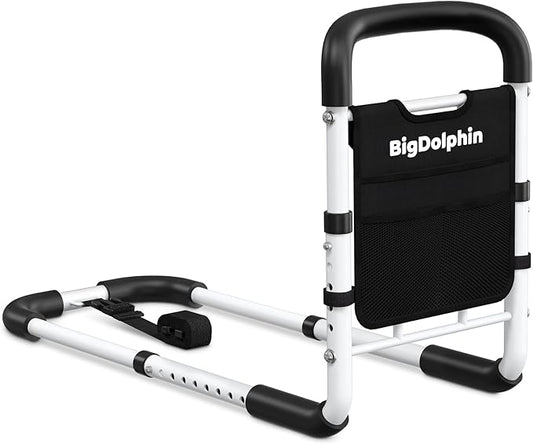 Bed Rails for Elderly Adults 2026 Upgrade - ASTM Compliant, Adjustable Bed Cane with Non-Slip Ergonomic Handle & Storage Pocket, Bed Railings for Seniors Hold up to 350 LBS, Tool-Free