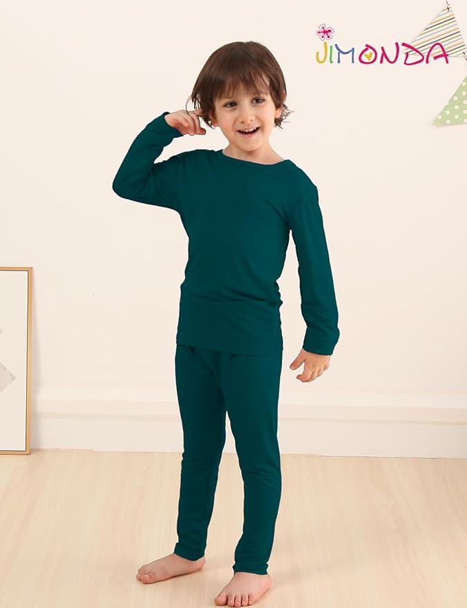 Jimonda Toddler Kids Girls Boys Pajamas Sets Soft Comfy Jammies Tencel Solid Raglan Sleepwear Pajamas Pjs 2pcs Set 18M-8Y