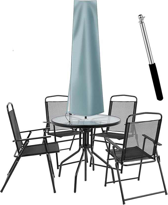 OKPOW Umbrella Covers for Outdoor Umbrellas - Small Patio Umbrella Cover for 6 ft to 9 ft Outdoor Table Umbrella - Waterproof Windproof Anti-UV Garden Parasol Covers, Grey