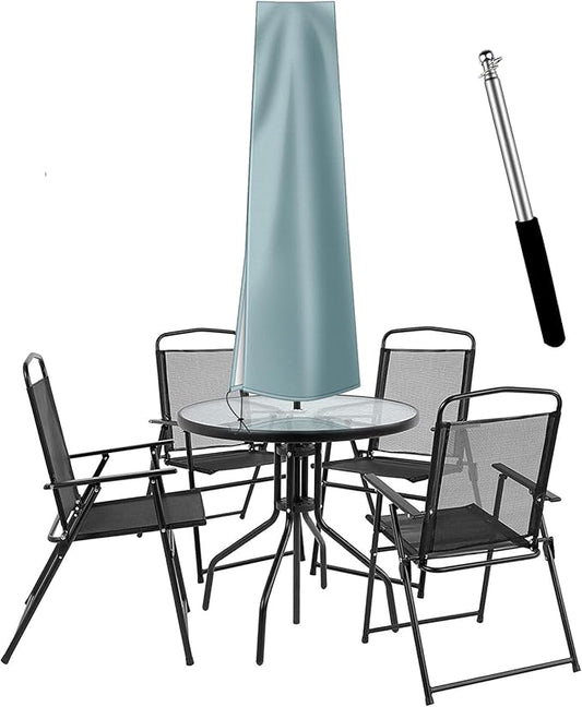 OKPOW Umbrella Covers for Outdoor Umbrellas - Small Patio Umbrella Cover for 6 ft to 9 ft Outdoor Table Umbrella - Waterproof Windproof Anti-UV Garden Parasol Covers, Grey