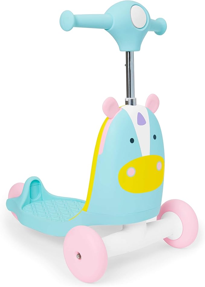 Skip Hop Kids 3-in-1 Baby Activity Push Walker & Ride On Scooter Toy, Unicorn