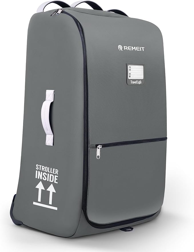 Stroller Bag for Airplane, Stroller Travel Bag Compatible with UPPAbaby Vista, Vista V2, Cruz V2, Rolling Wheel Bag with Storage Pocket, Multiple Handles, Luggage Tag for Flight Travel, Grey