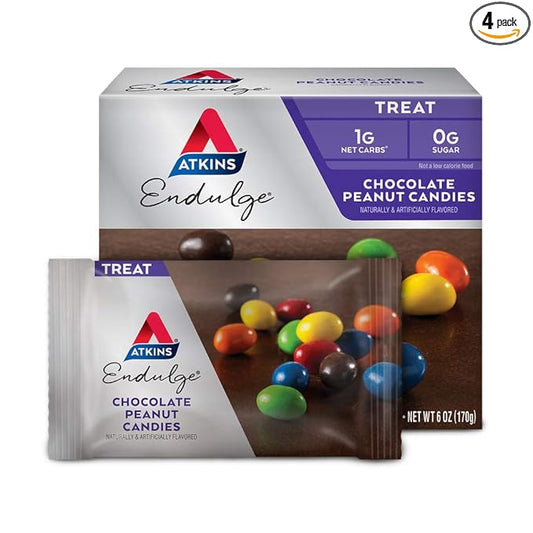 Atkins Endulge Chocolate Peanut Candies, Dessert Favorite, 0g Sugar, 20 Count