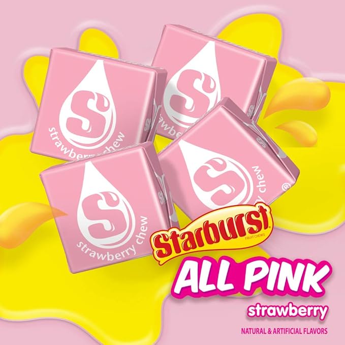 STARBURST All Pink Chewy Candy Bulk Pack, 24 Full Size Packs, All Pink Bulk Box