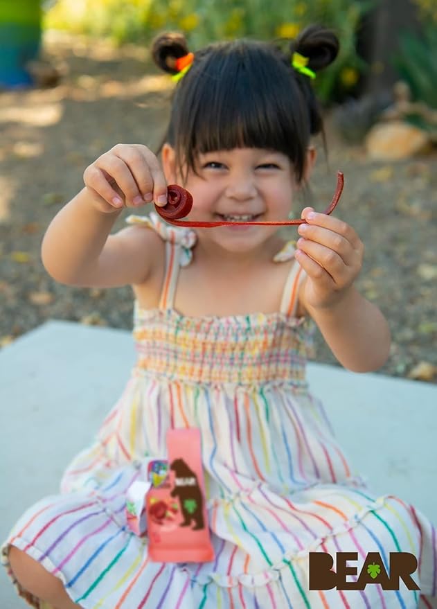 BEAR Real Fruit Snack Rolls - Gluten Free, Vegan, and Non-GMO - Strawberry – Healthy School And Lunch Snacks For Kids And Adults, 0.7 Ounce (Pack of 18)