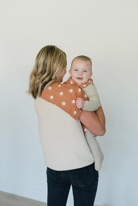 Mebie Baby Burp Cloths, Neutral Print 3-Pack, Muslin Burp Cloth Set for Spit Up, Drool, and More, Boho Burp Cloths for Baby Boy and Girl, Baby Must Haves for Registry