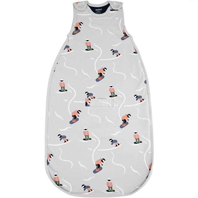 Woolino 4 Season Sleep Sack - Ultimate Merino Wool Sleeping Bag - Two-Way Zipper Adjustable Universal Size Sleep Sack for Baby (2-24 Months) - Snowboarder