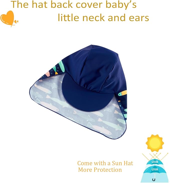 UMELOK Baby Boys UPF 50+ Sun Protection One Piece Rashguard Swimsuit with Snap Bottom