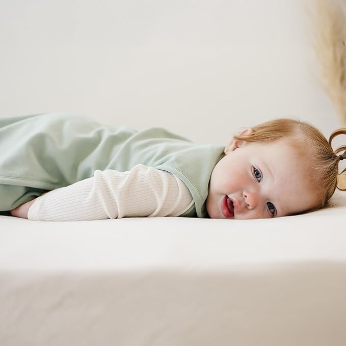 Woolino 4 Season Sleep Sack - Ultimate Merino Wool Sleeping Bag - Two-Way Zipper Adjustable Universal Size Sleep Sack for Baby (2-24 Months) - Aloe